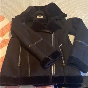 Faux leather/ Faux shearling motorcycle jacket